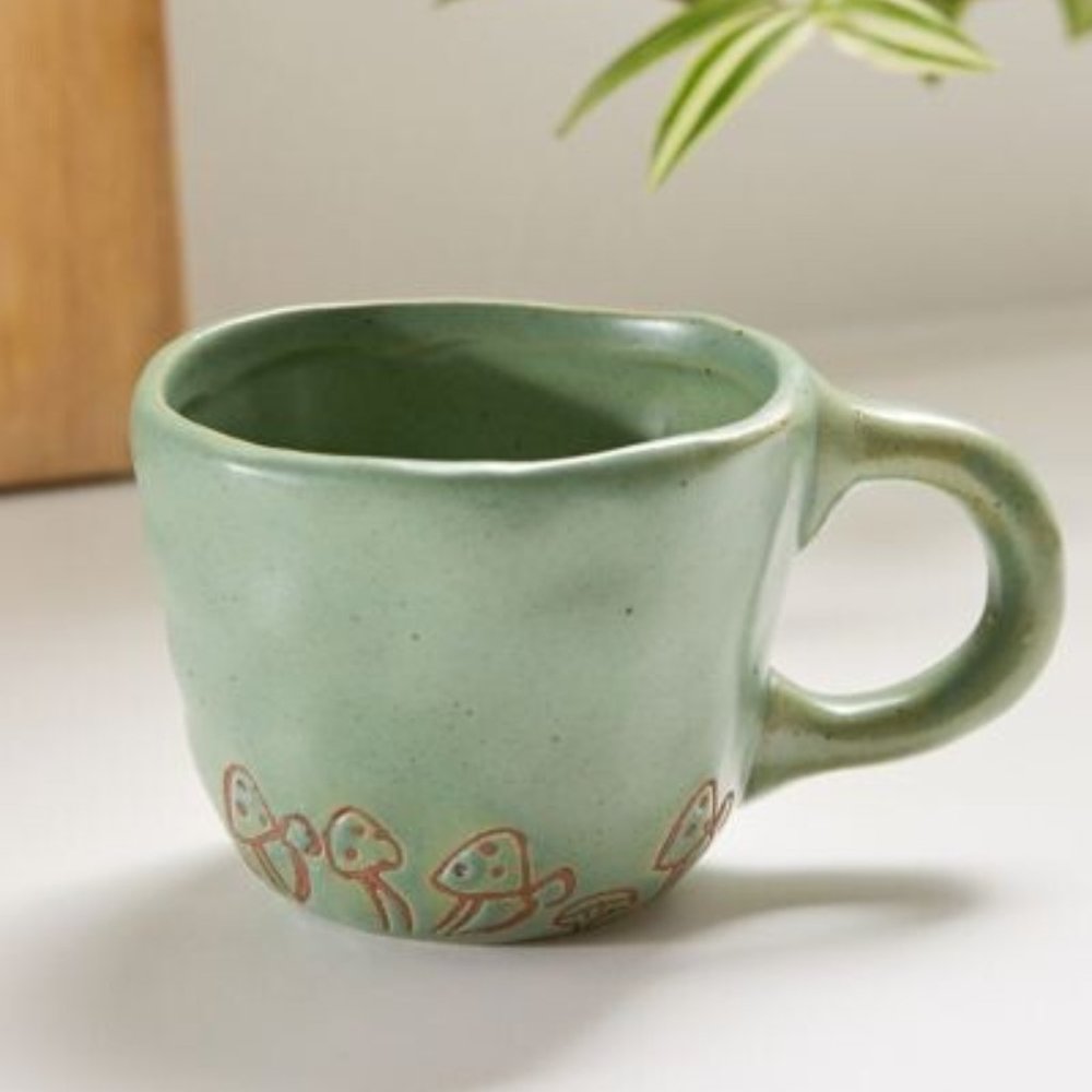 Urban Outfitters Mushroom Flower Peekaboo Ceramic Mug 12oz